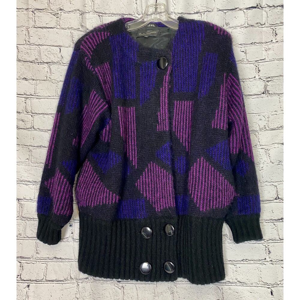 Vintage Carlisle Wool Mohair Jacket 80's 90's Black Pink Purple